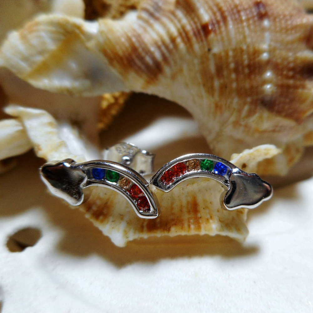 Sterling Silver Colorful Rainbow Earrings 1.04g